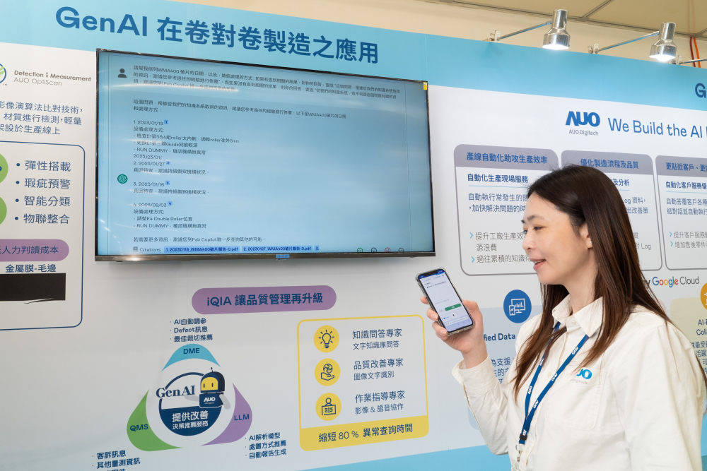 友達數位積極發展數智化轉型，透過AI落地應用優化製造流程，革新人力、生產效率與設備維護效益，圖為「智慧品質推升助手-iQIA」（Intelligent quality improve assistant）應用情境，協助品質管理再升級